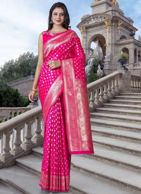 Pink Colour Exclusive Stylish Festive Wear Silk Self Designer Saree Collection 1033